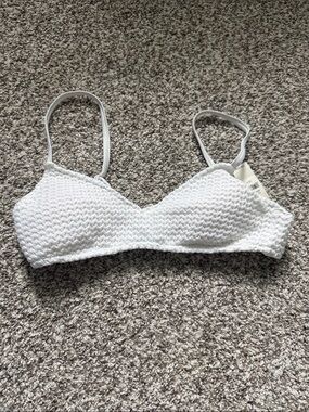 aerie White Textured Bikini Top